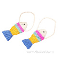 colorful sisal fish cat scratcher with lanyard toys